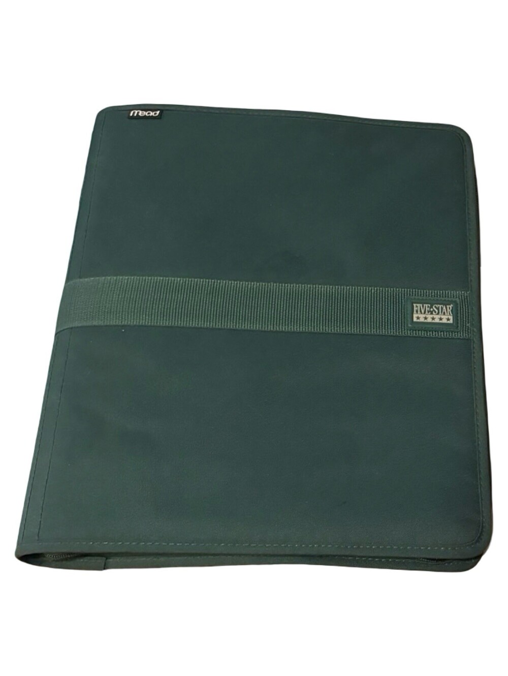 Vintage 1990s Mead Five Star First Gear Zipper Binder 3 Ring Forest Green Fabric